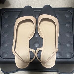 SHEIN Black and Cream Slingback Flats